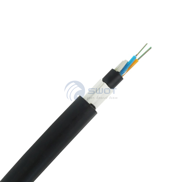 Cable de fibra óptica al aire libre Adss Hilado de vidrio 24F Doble funda Span 100m
